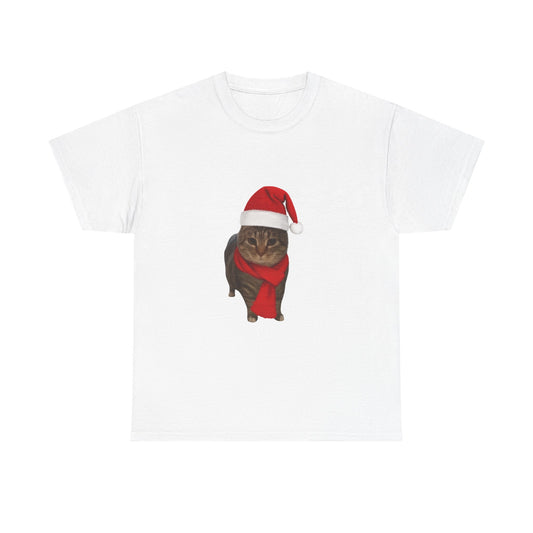 Christmas Oui Cat Tee — Festive Santa Hat & Scarf Holiday T-Shirt